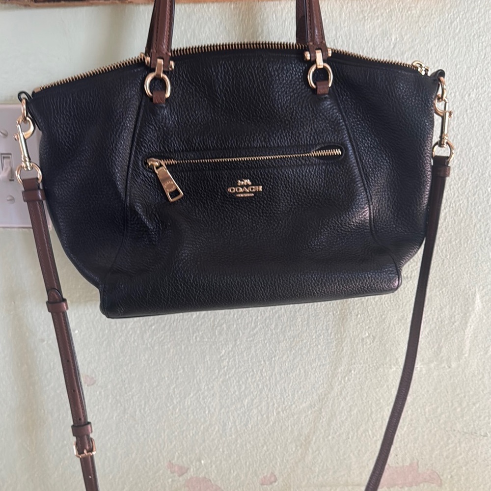 Coach Black Shoulder Bag with Gold Accents